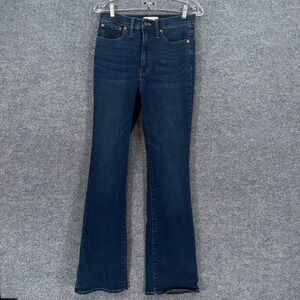 Madewell Skinny Flare Jeans Womens 27 Blue Dark Wash Denim Stretch High Rise